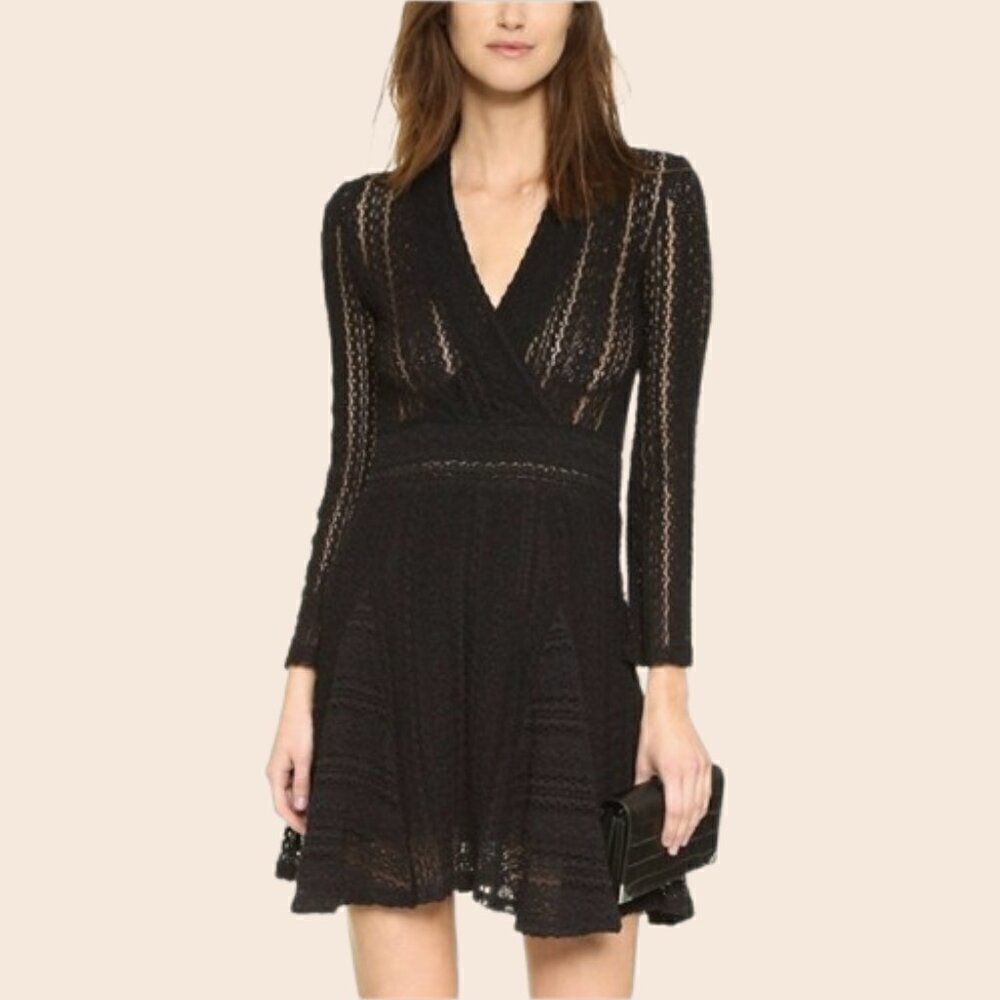 IRO Black Sundae Lace Mini Dress Size EU 34/ US 2